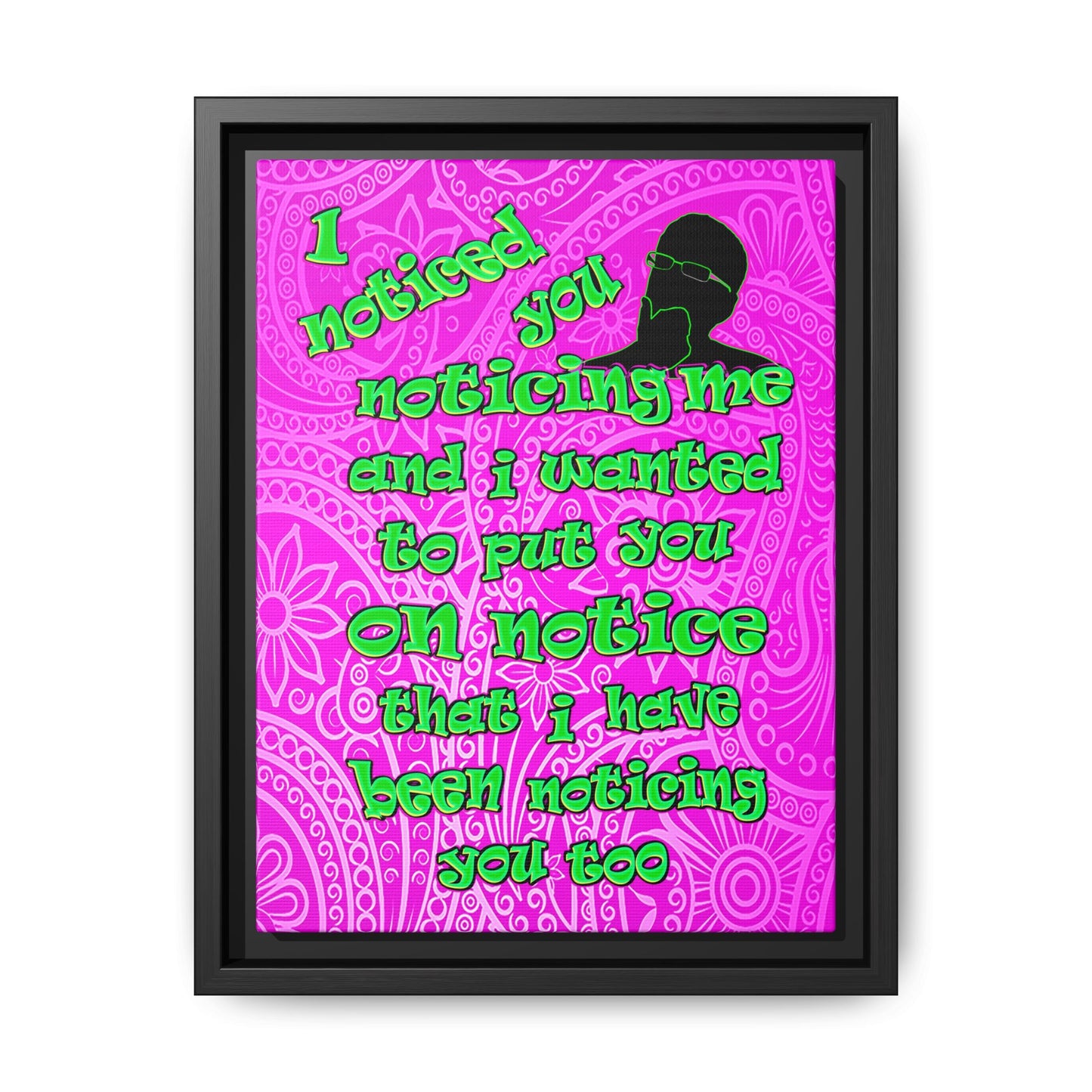 noticed you noticing - framed canvas art (pink swirl)