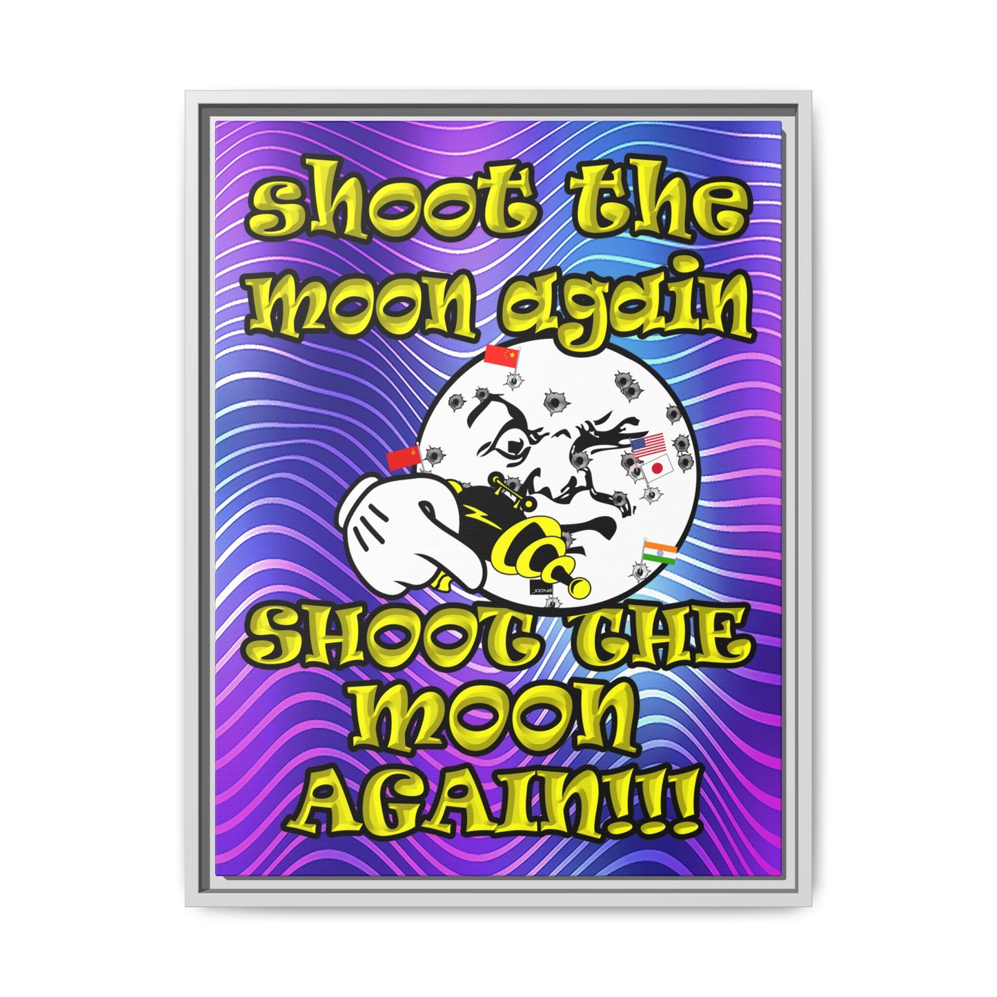 shoot the moon again - framed canvas art (purple wave)