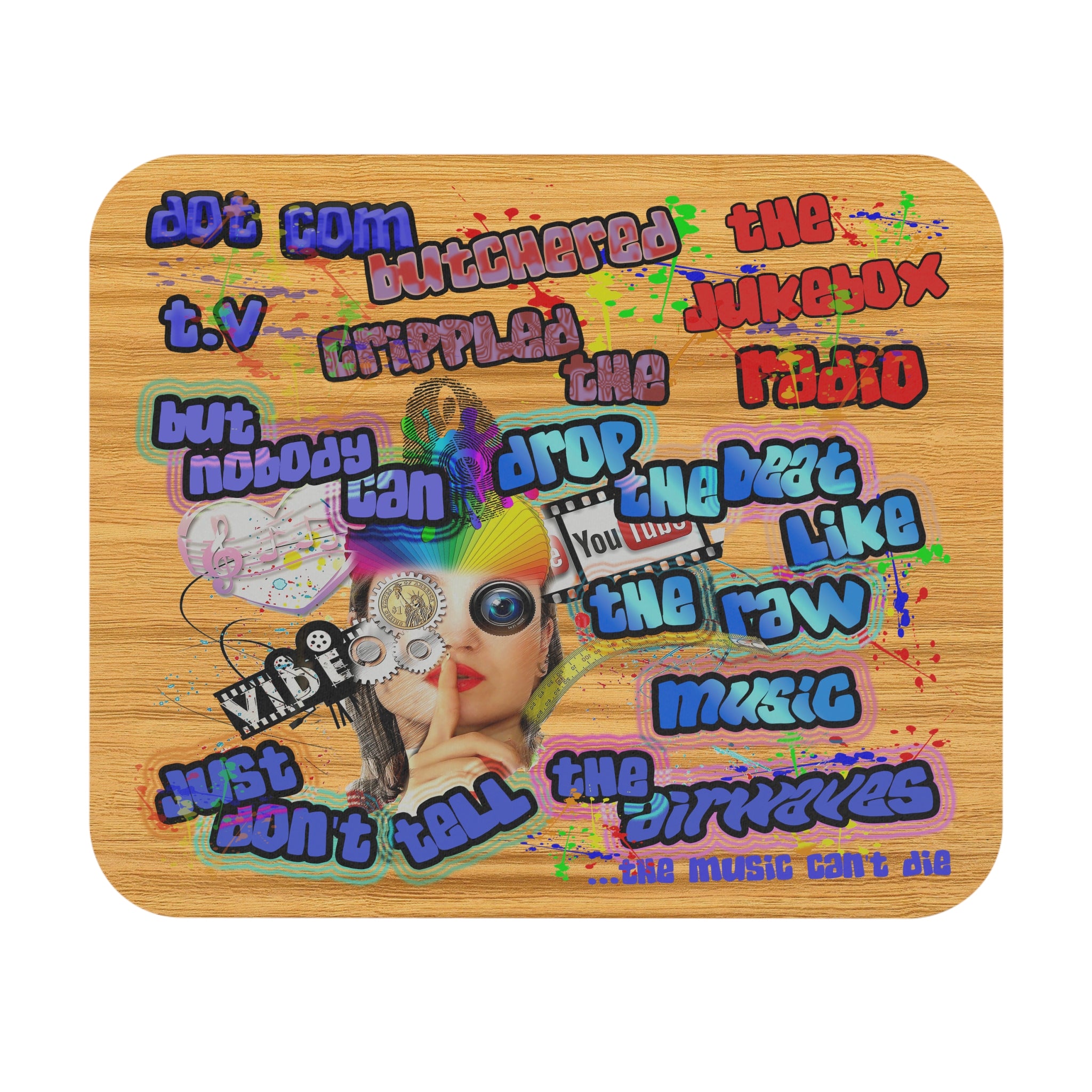 drop the beat - Mouse Pad (Rectangle) (butterscotch wood finish)