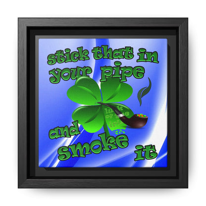 stick that in your pipe and smoke it - framed canvas art (blue-white wave)