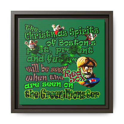 christmas spirits of boston - framed canvas art (dark green)