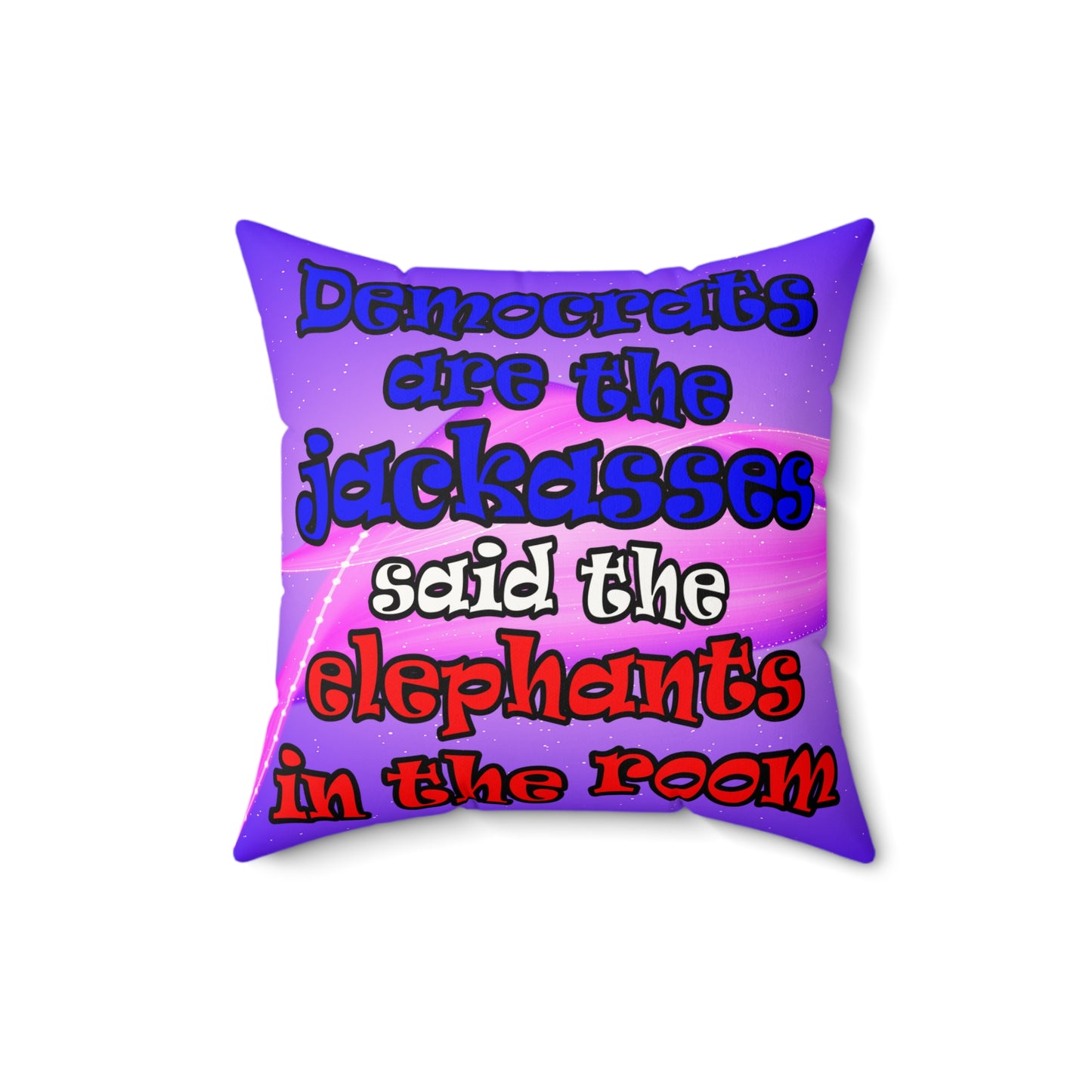donkeys and elephants - Faux Suede Square Pillow - (purple-pink wave)