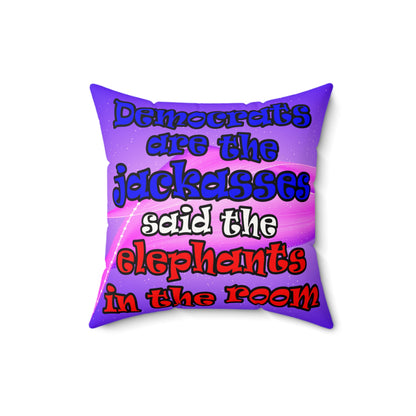donkeys and elephants - Faux Suede Square Pillow - (purple-pink wave)