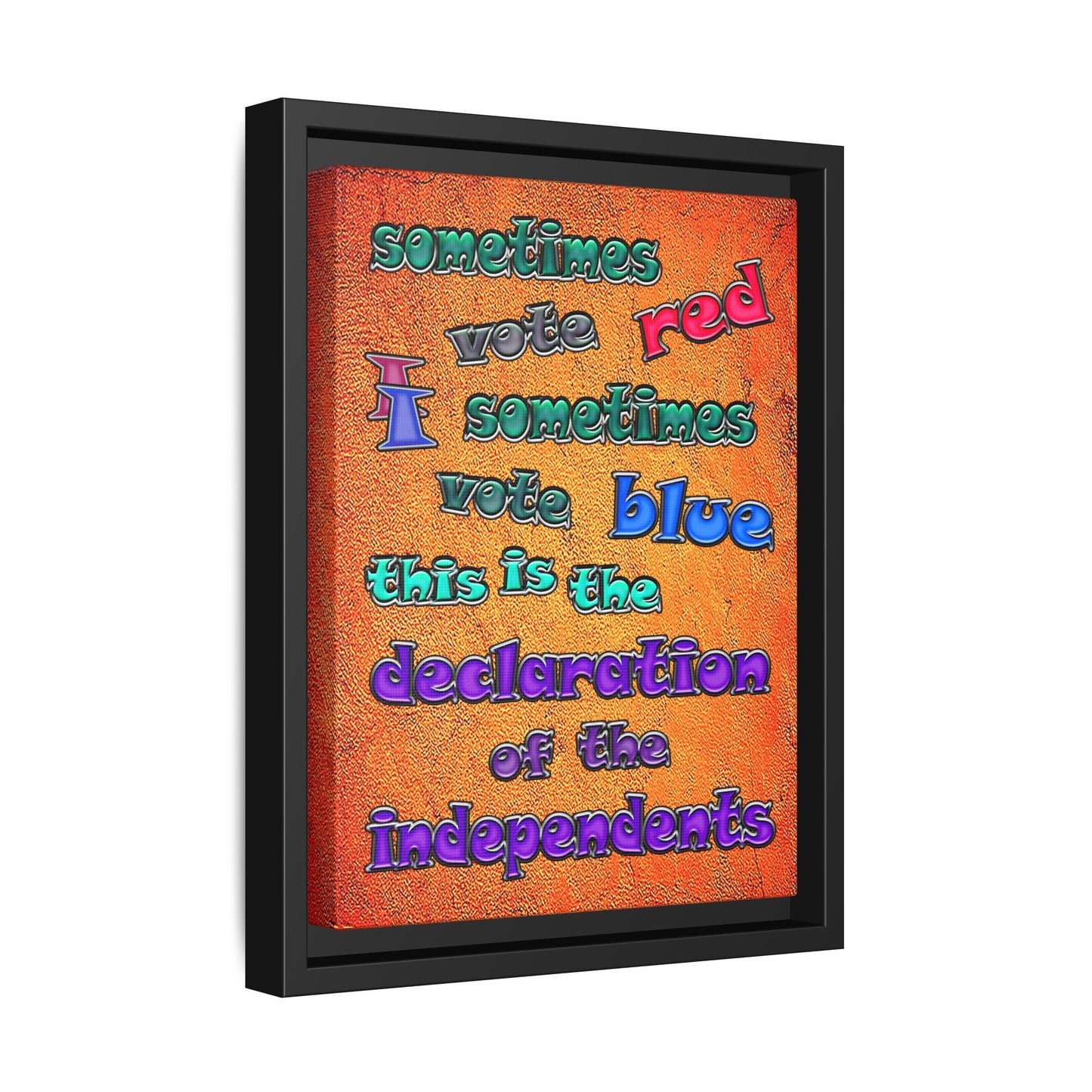 declaration of the independents - framed canvas art (burnt orange)