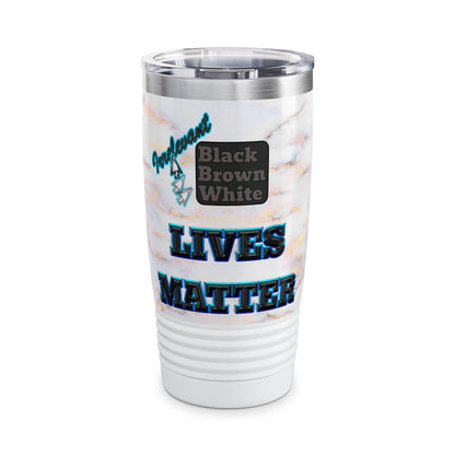 irrelevant - Ringneck Tumbler, 20oz (white marble)