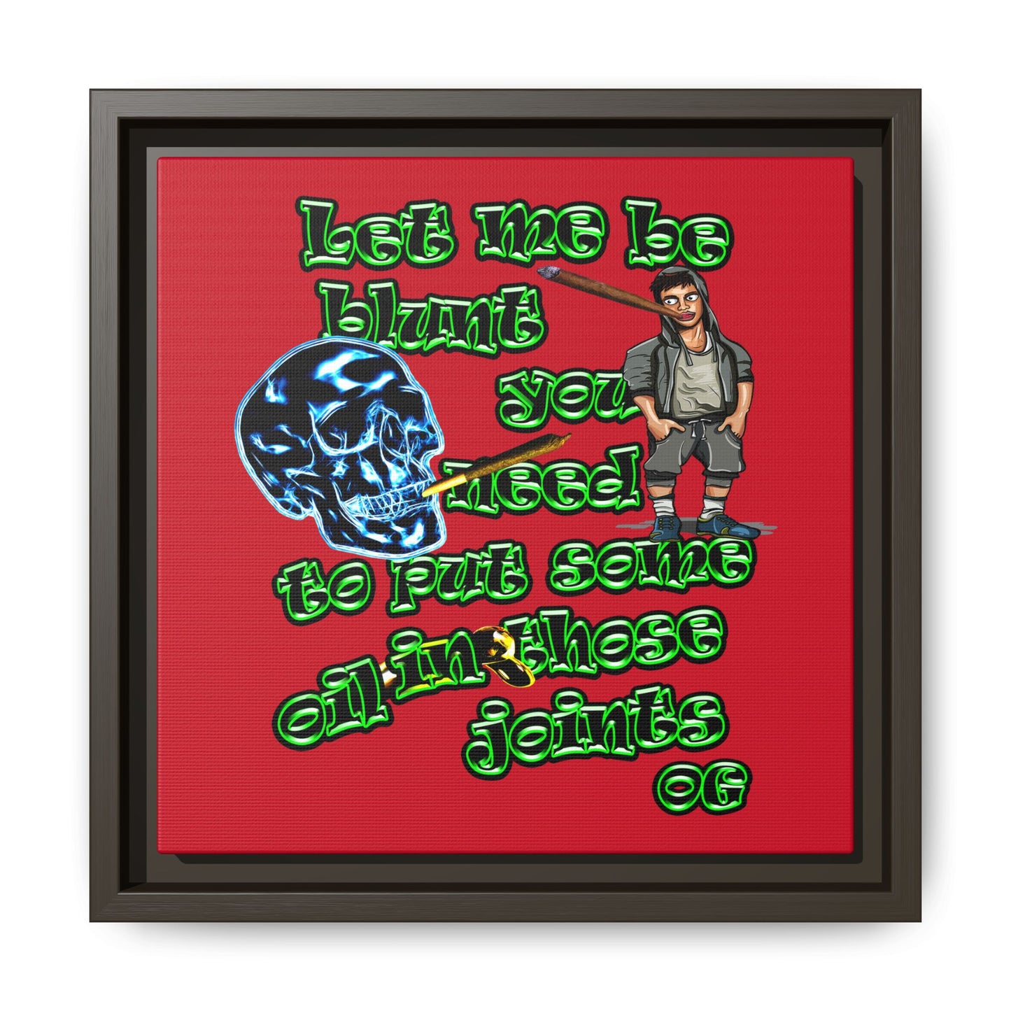 og - framed canvas art (dark red)