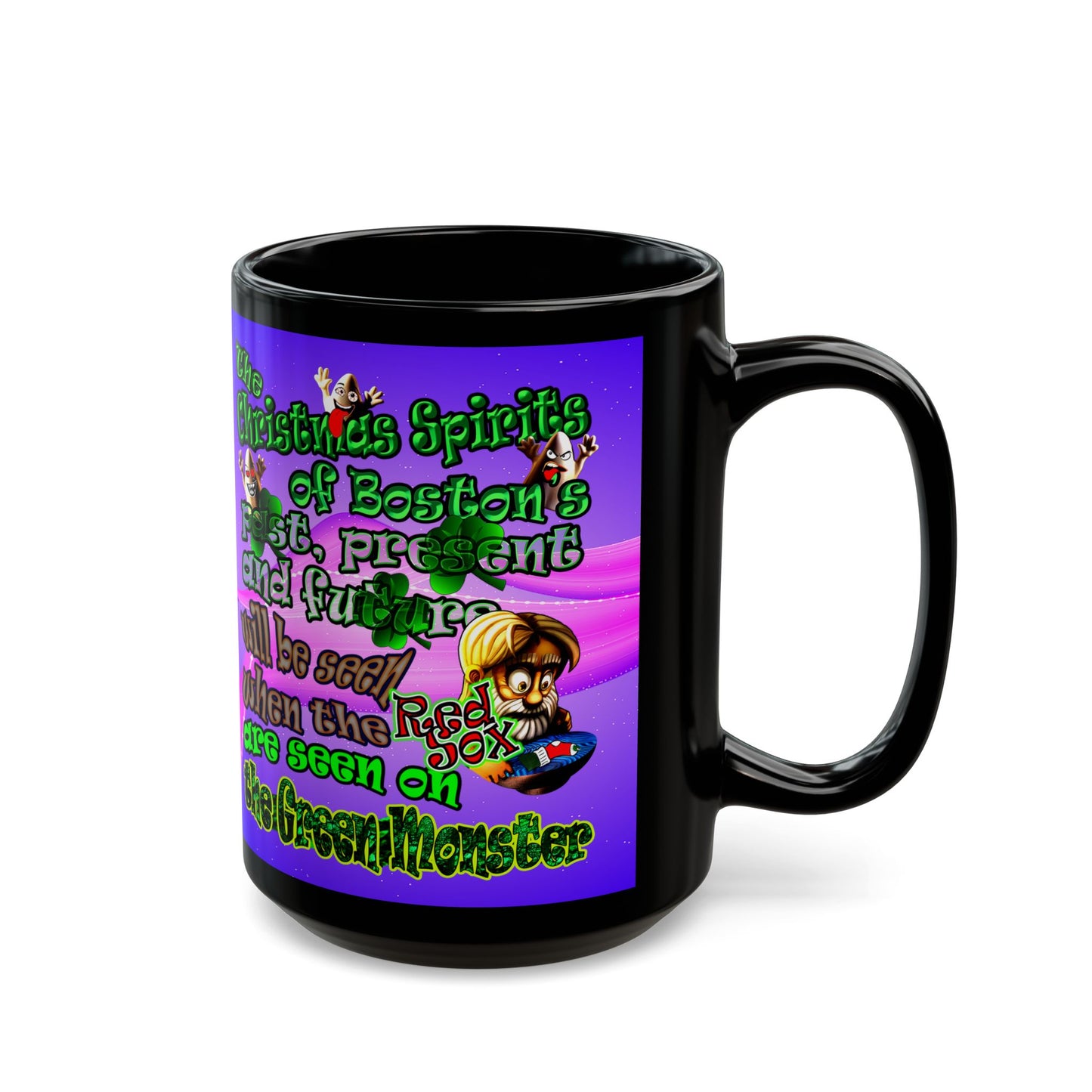 christmas spirits of boston - Black Mug (purple-pink wave)