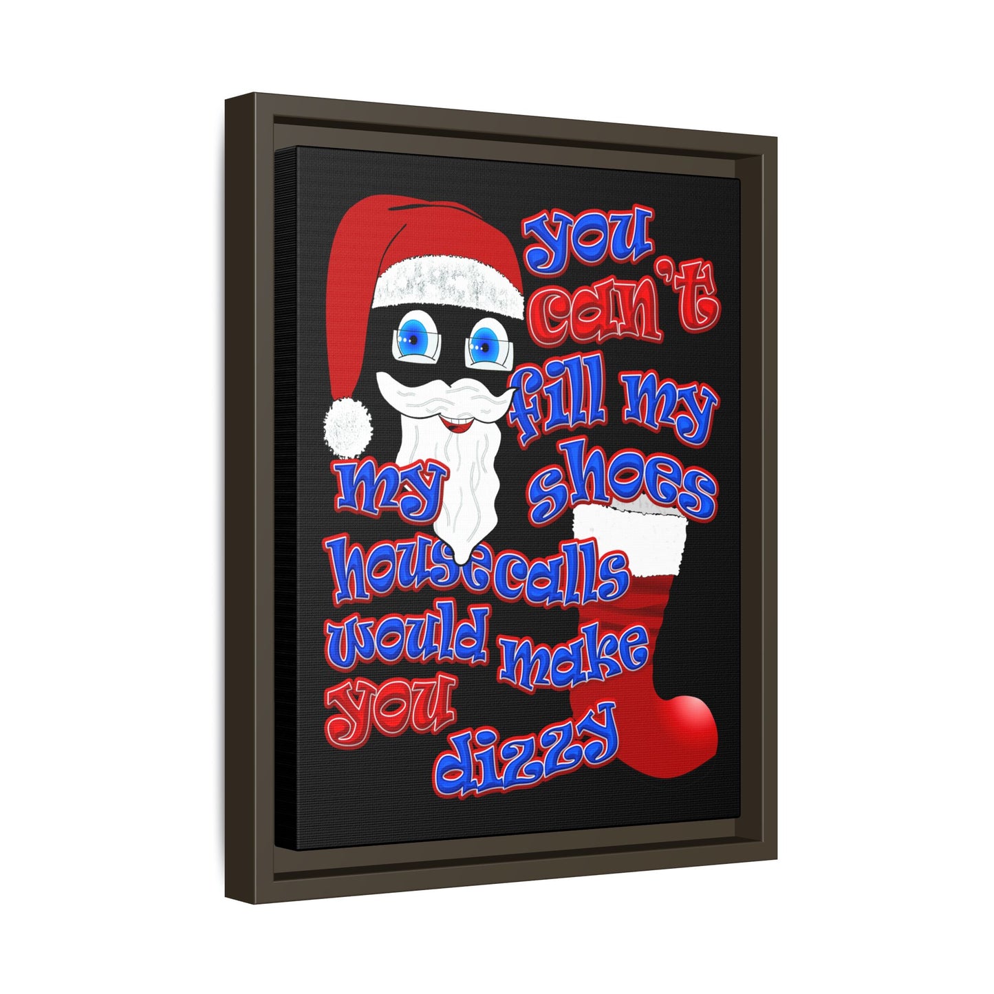 santa's shoes - framed canvas art (black)