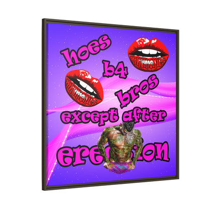 hoes b4 bros - framed canvas art (purple-pink wave)