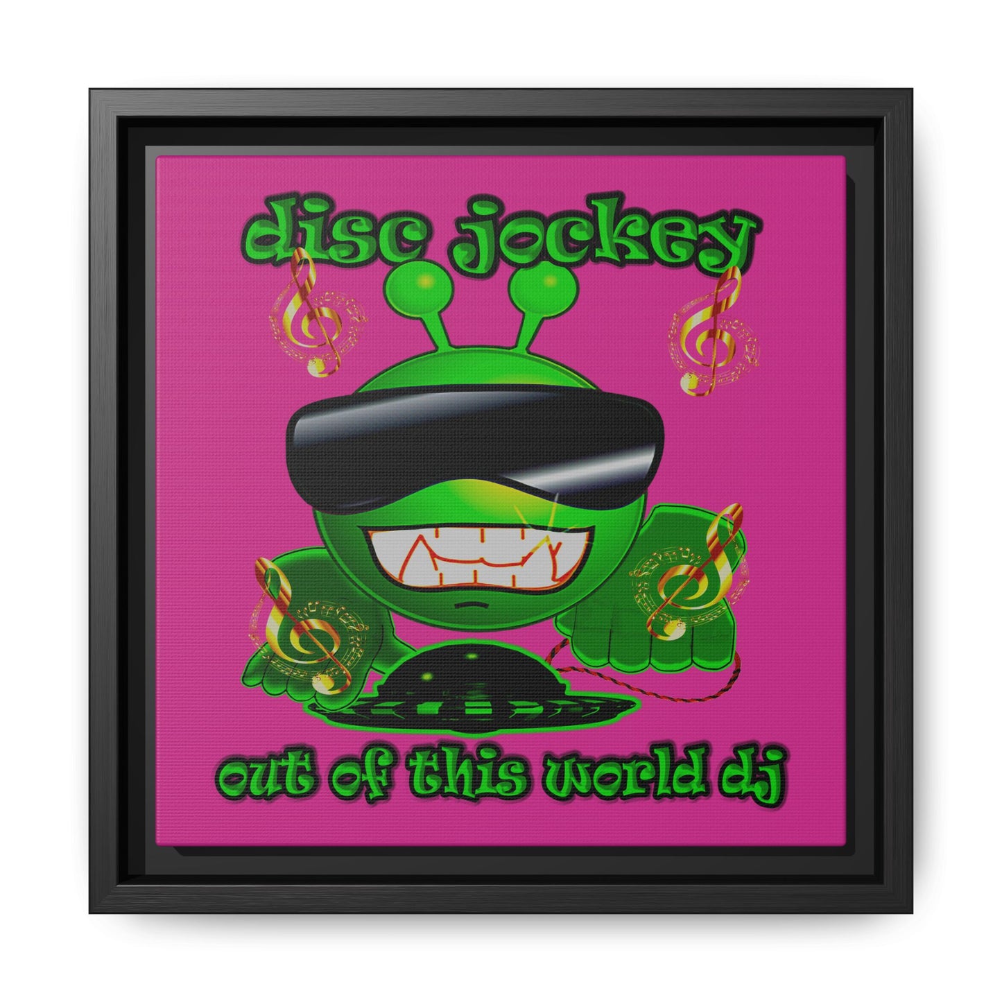 disc jockey - framed canvas art (pink)