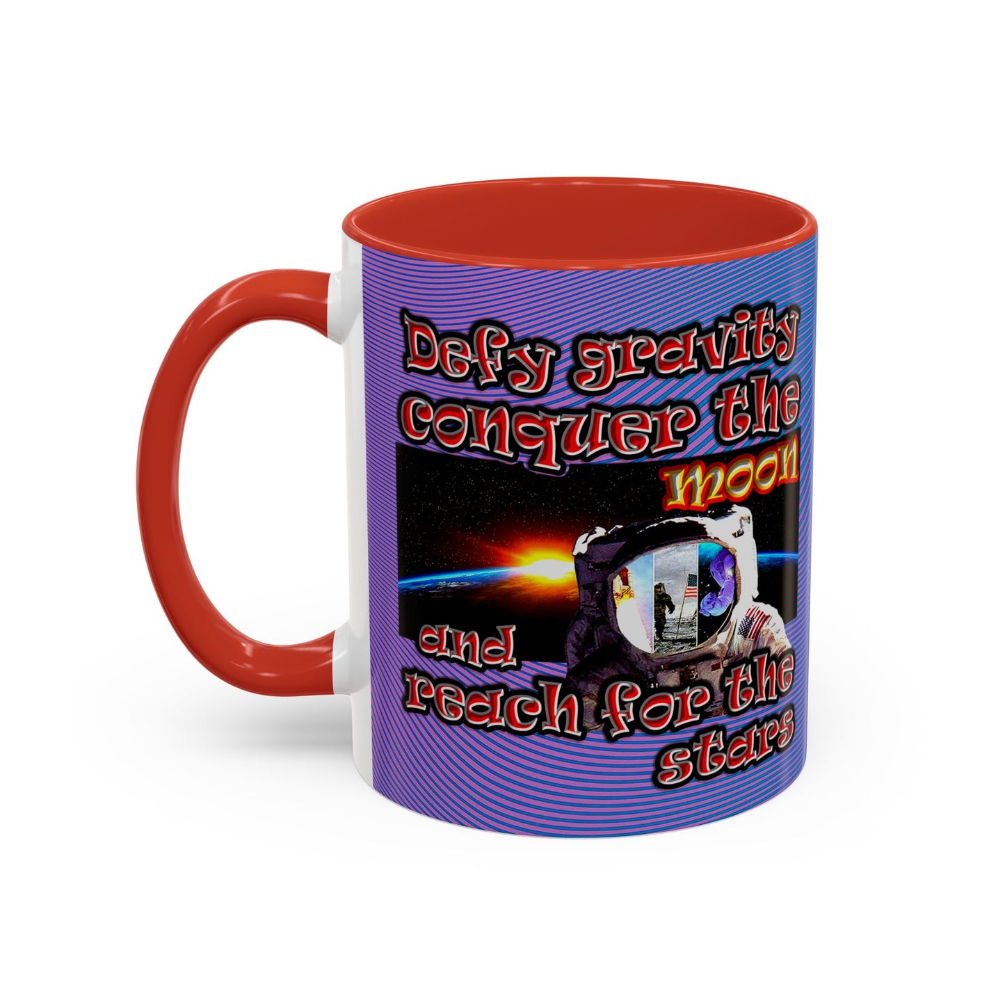defy conquer reach - Accent Mug (light blue-purple wave)