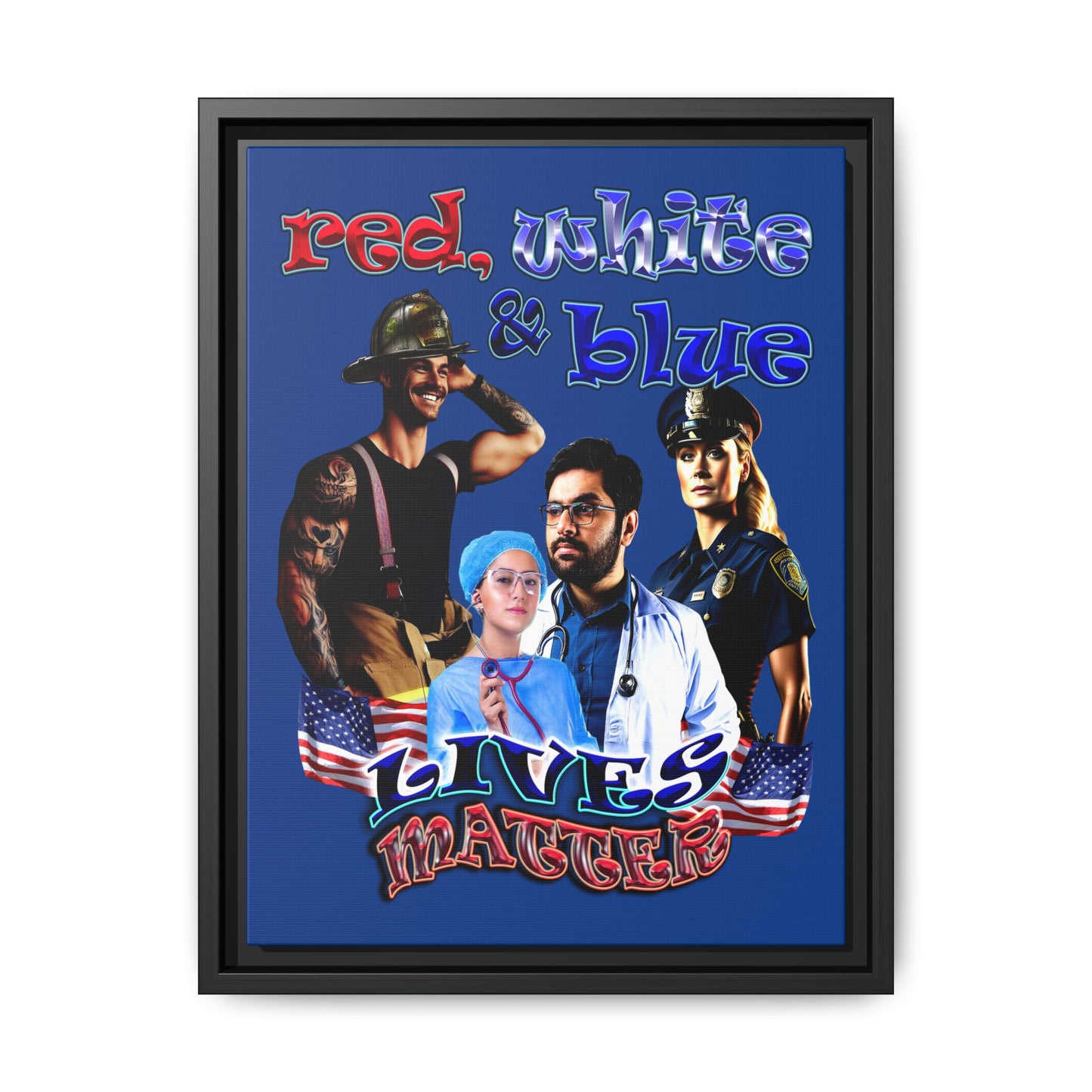 rw&b lives matter - framed canvas art (dark blue)