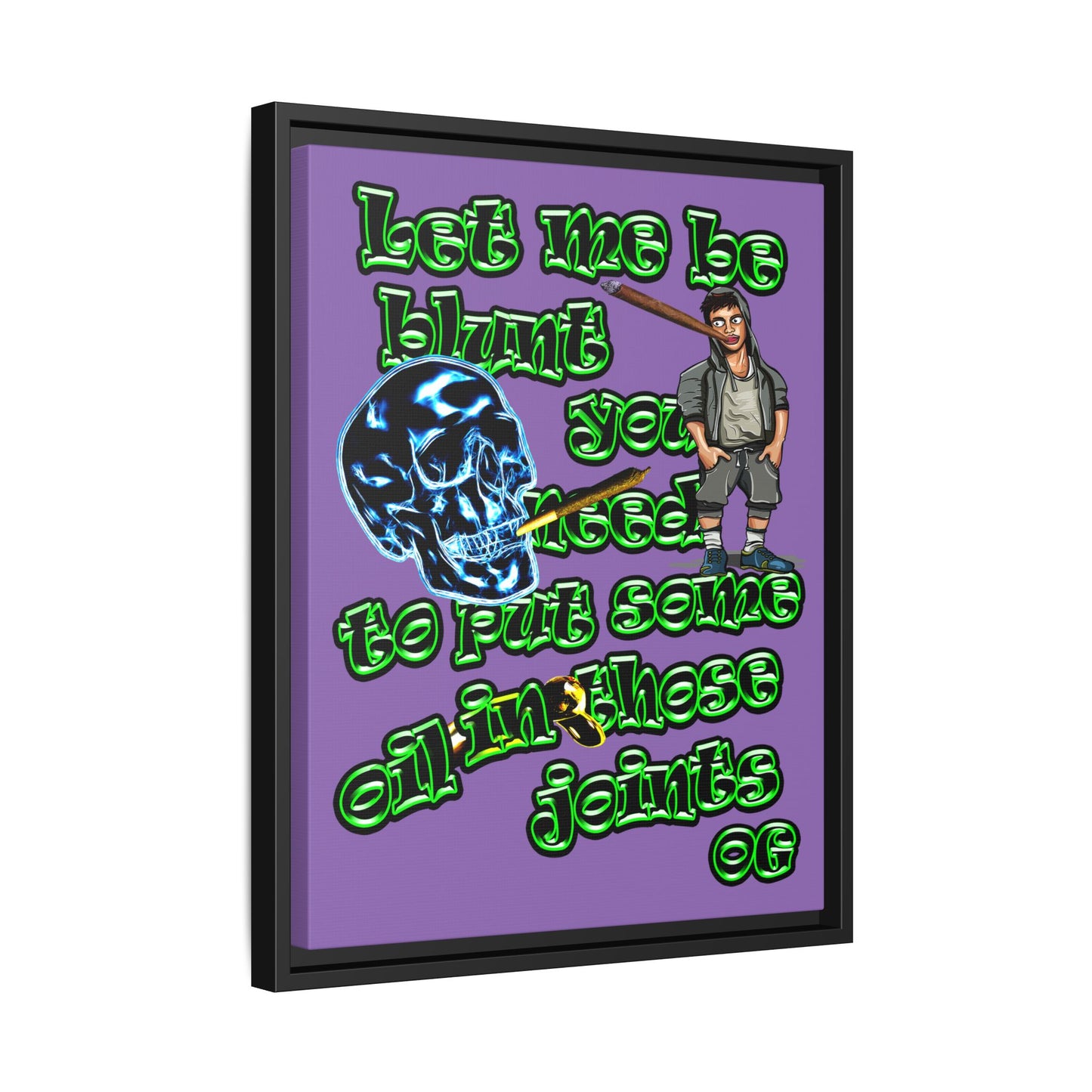 og - framed canvas art (light purple)