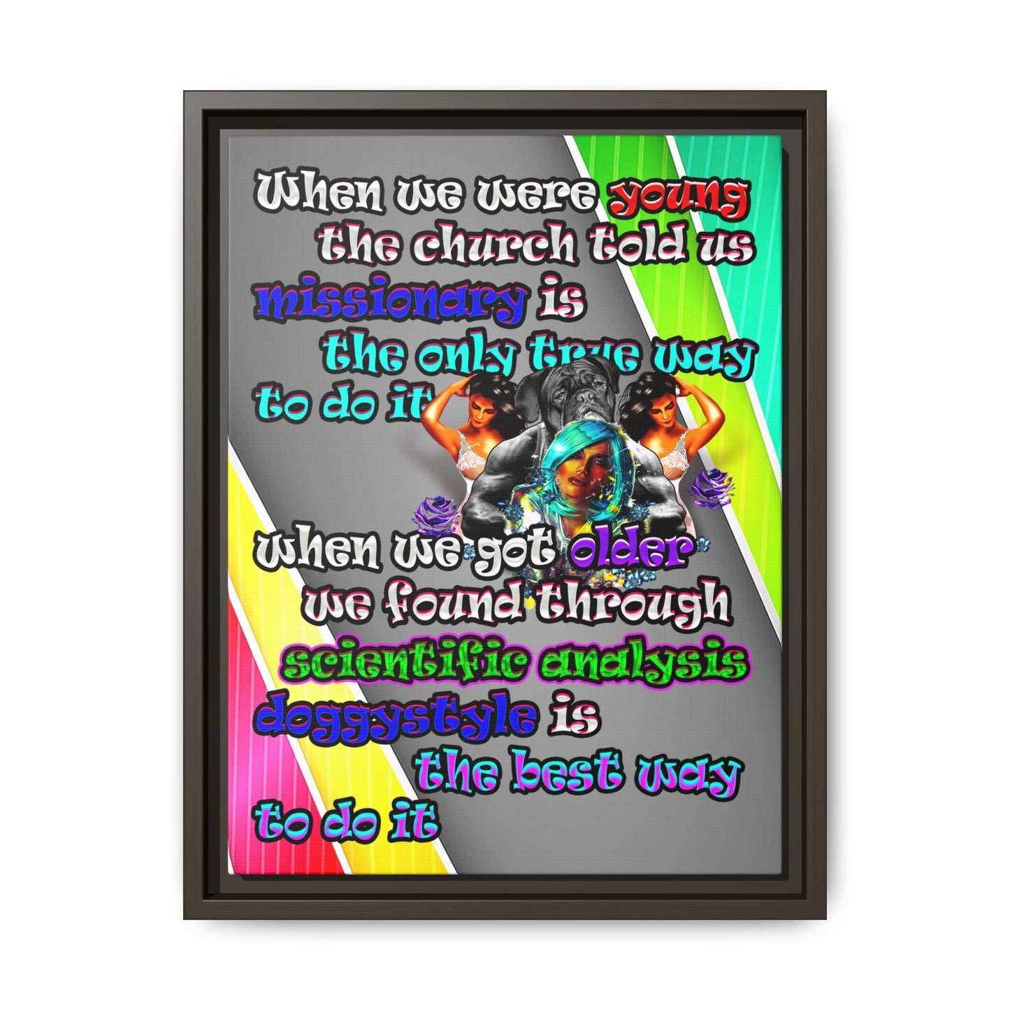 doggystyle - framed canvas art (rainbow split)