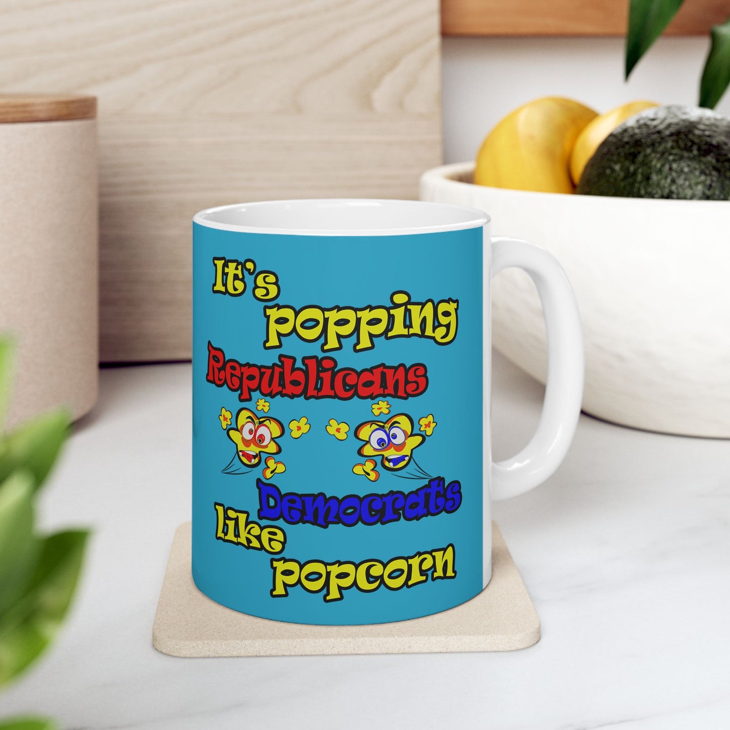 popping like popcorn - White Mug (turquoise)
