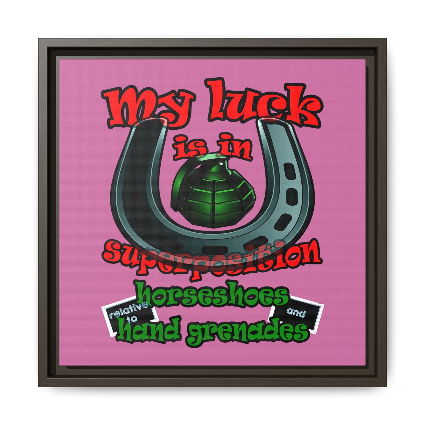 my luck - framed canvas art (light pink)