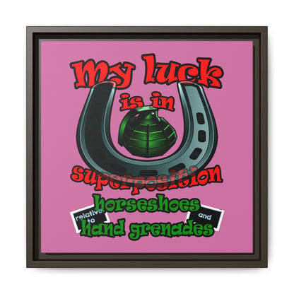 my luck - framed canvas art (light pink)