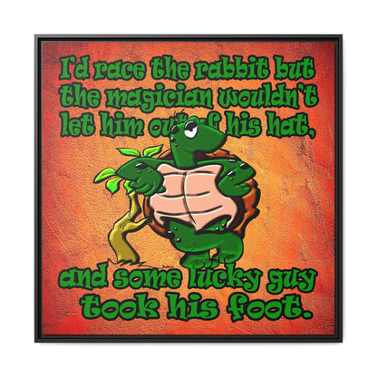 turtle race - framed canvas art (burnt orange)