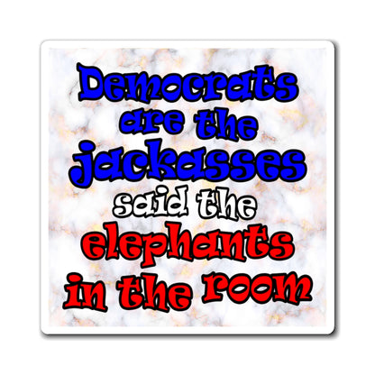 donkeys and elephants - Magnets - (white marble)