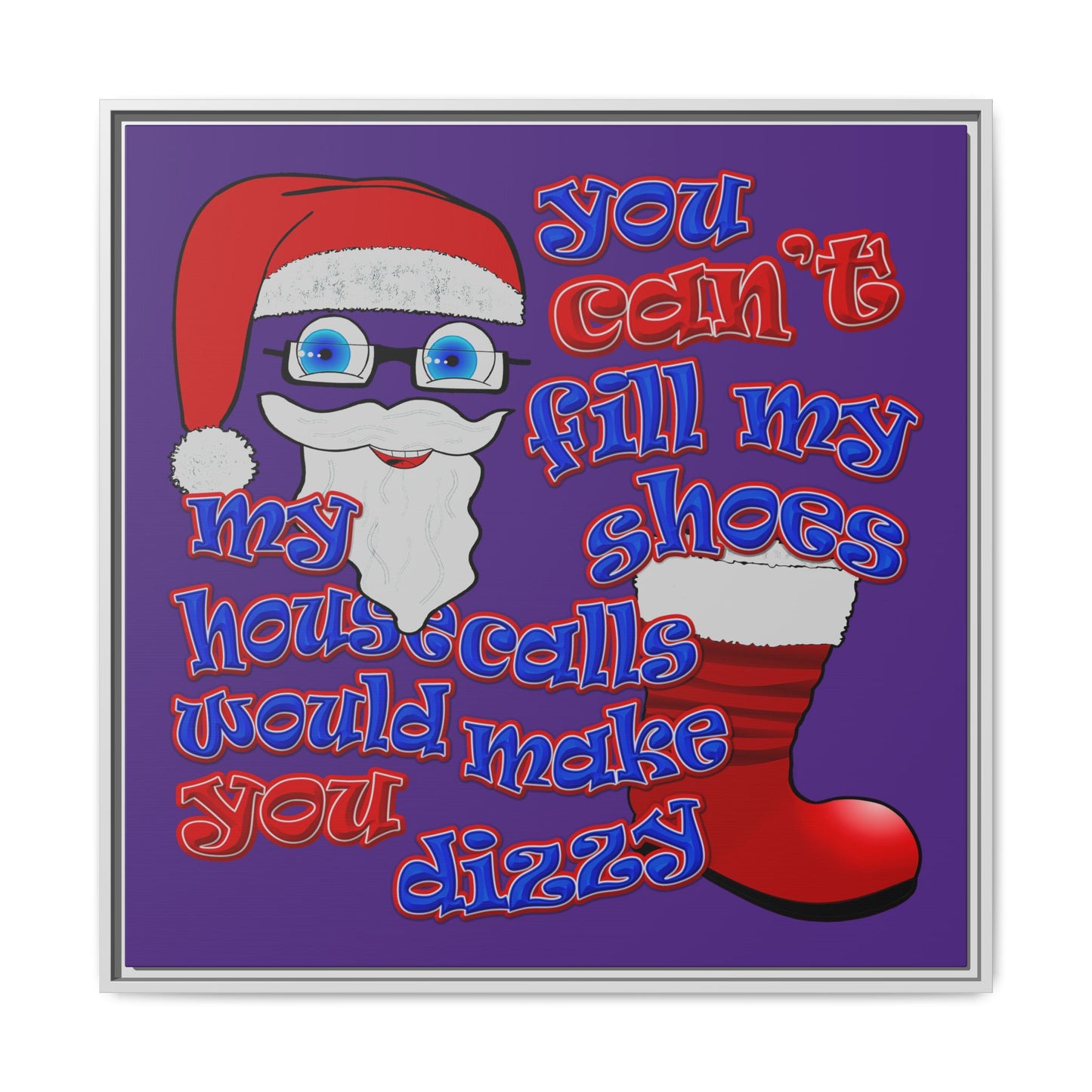 santa's shoes - framed canvas art (purple)