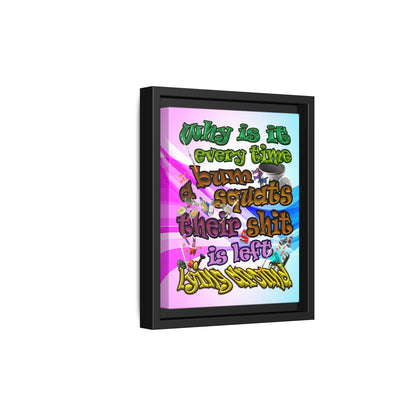 the bum's shit - framed canvas art (light blue-pink wave)