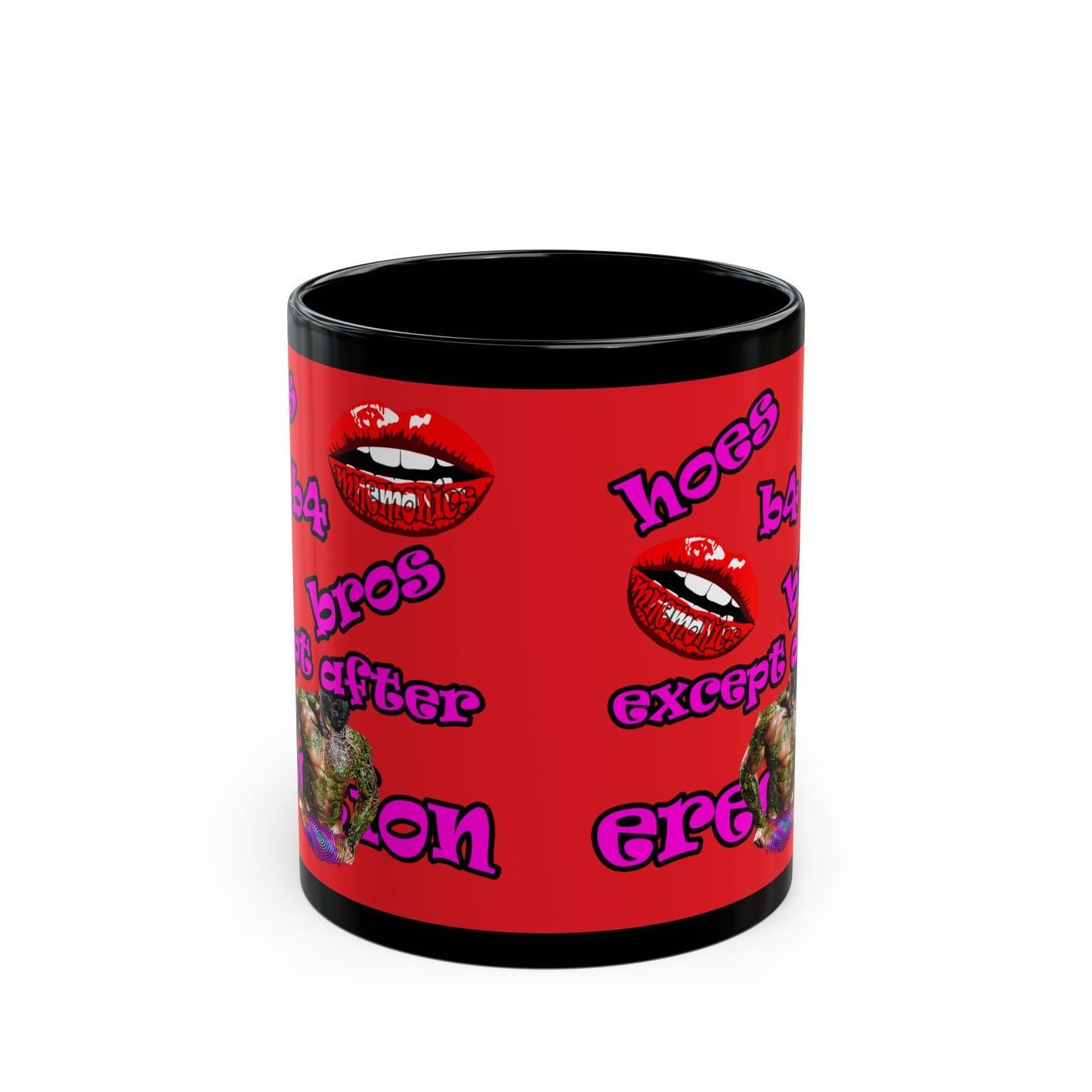 hoes b4 bros - Black Mug (red)