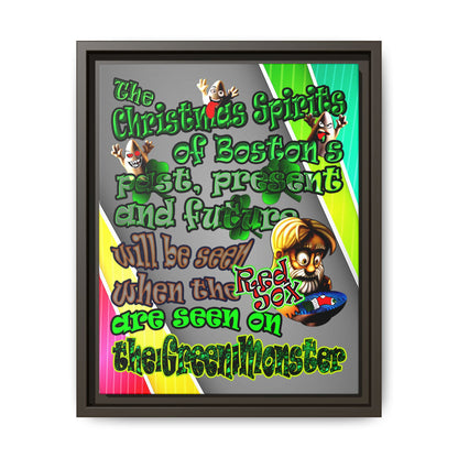 christmas spirits of boston - framed canvas art (rainbow split)