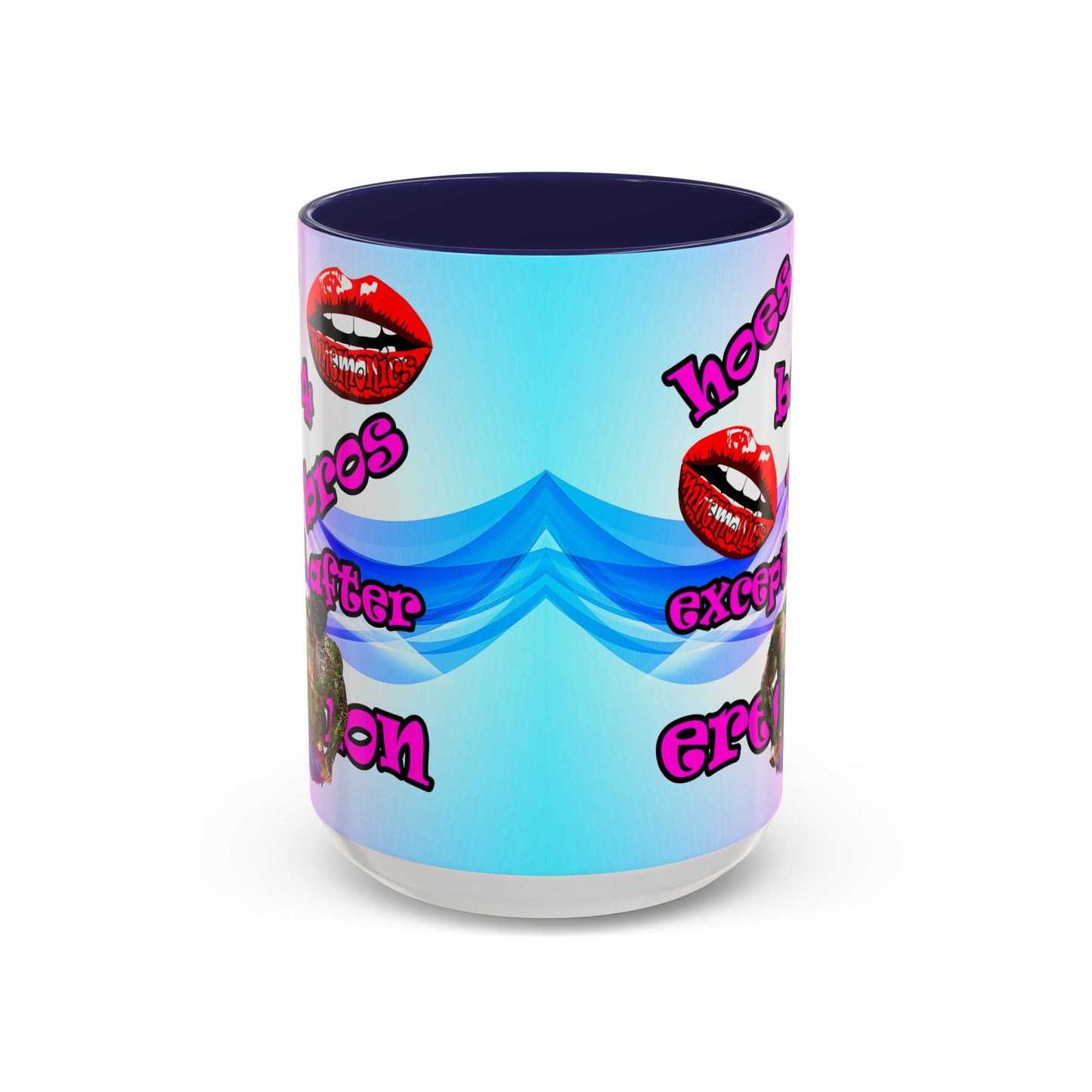 hoes b4 bros - Accent Mug (light blue-pink wave)