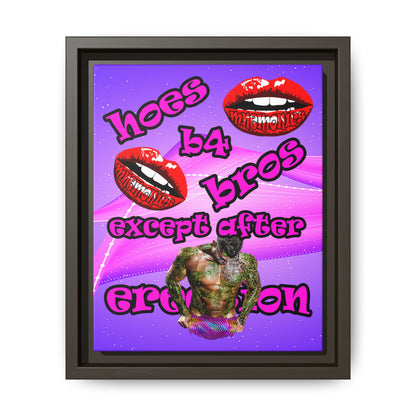 hoes b4 bros - framed canvas art (purple-pink wave)