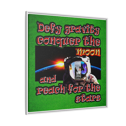 defy conquer reach - framed canvas art (green turf)