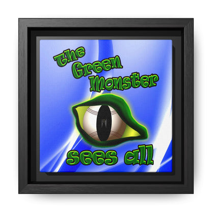 green monster - framed canvas art (blue-white wave)