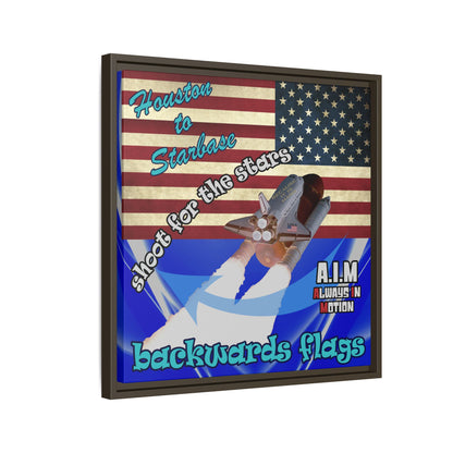 shoot for the stars - framed canvas art (blue-white wave)