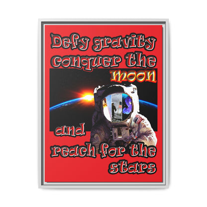 defy conquer reach - framed canvas art (red)
