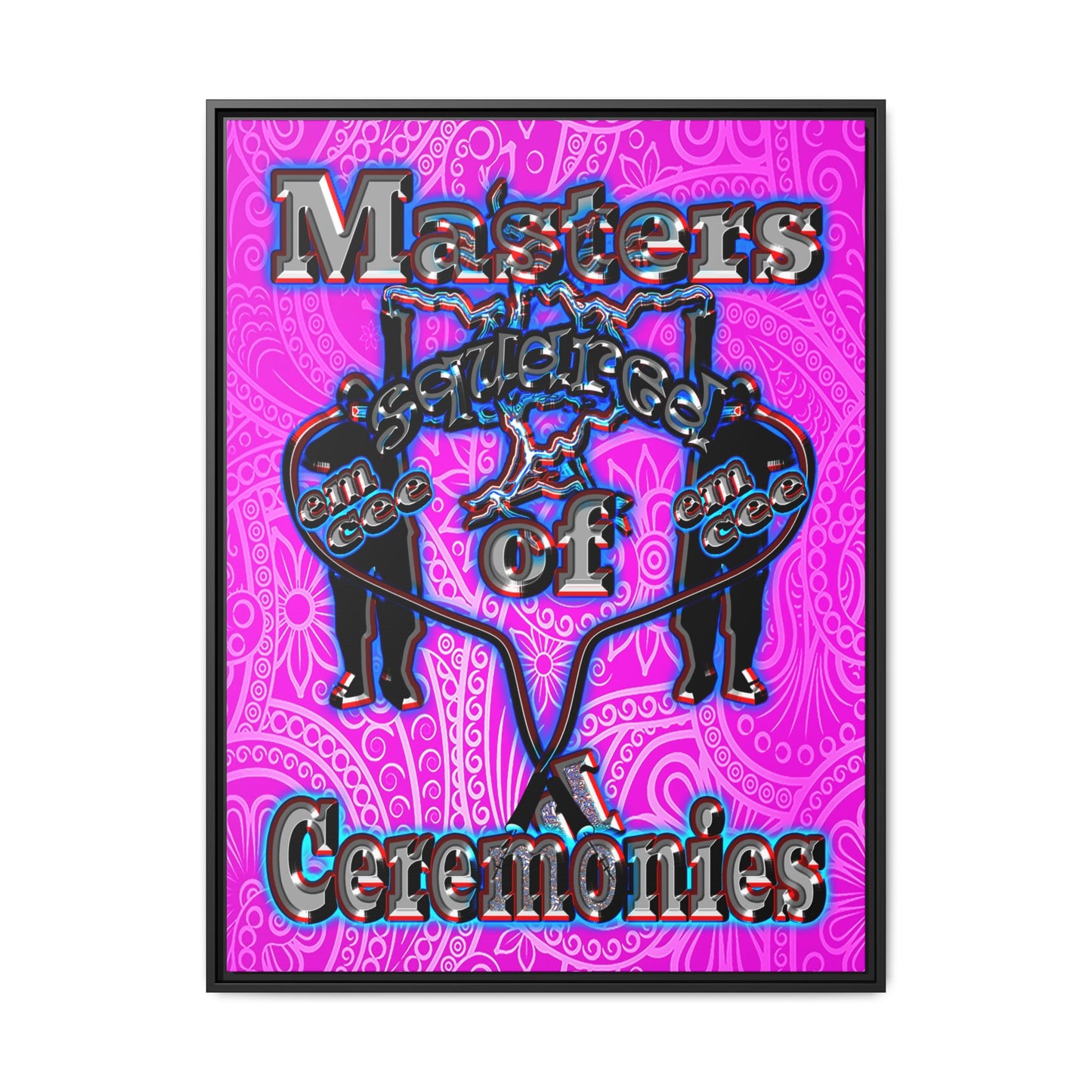 em cee squared - framed canvas art (pink swirl)