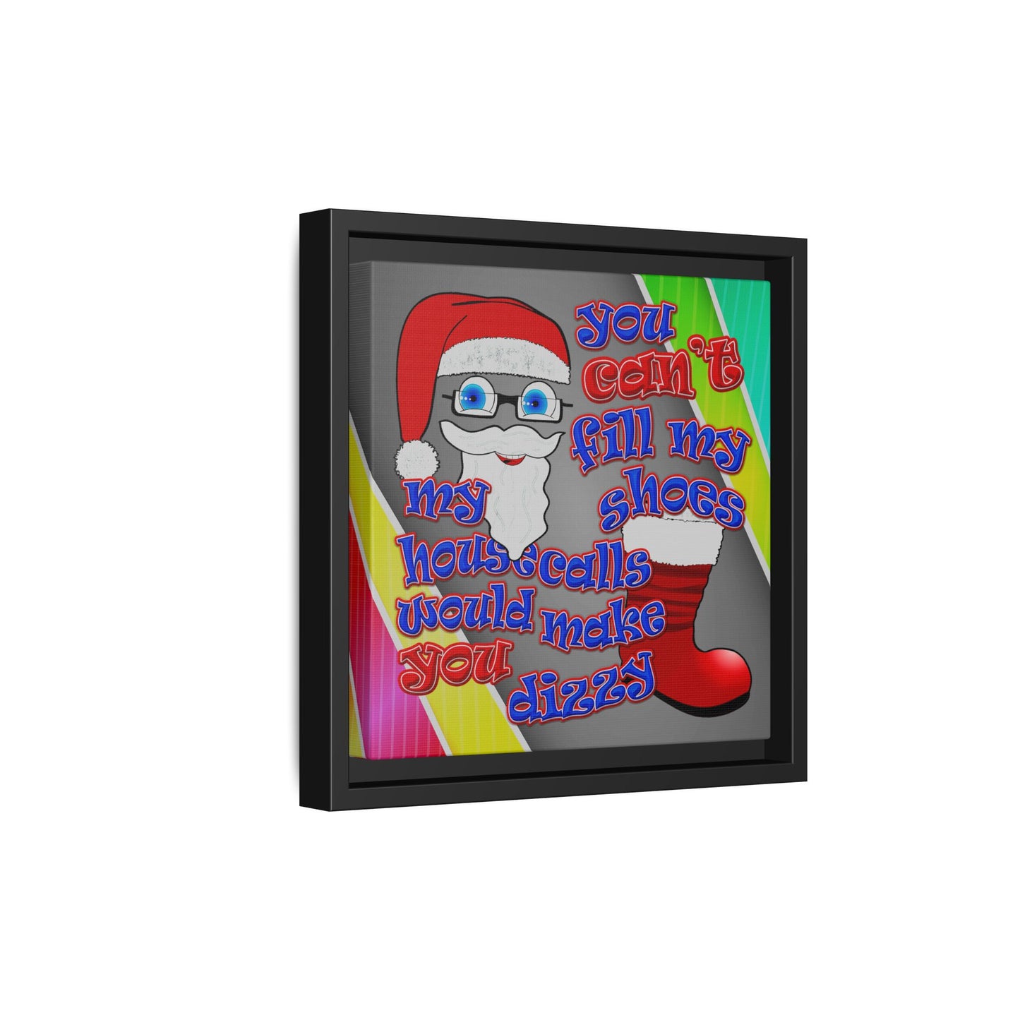 santa's shoes - framed canvas art (rainbow split)