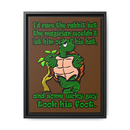 turtle race - framed canvas art (brown)
