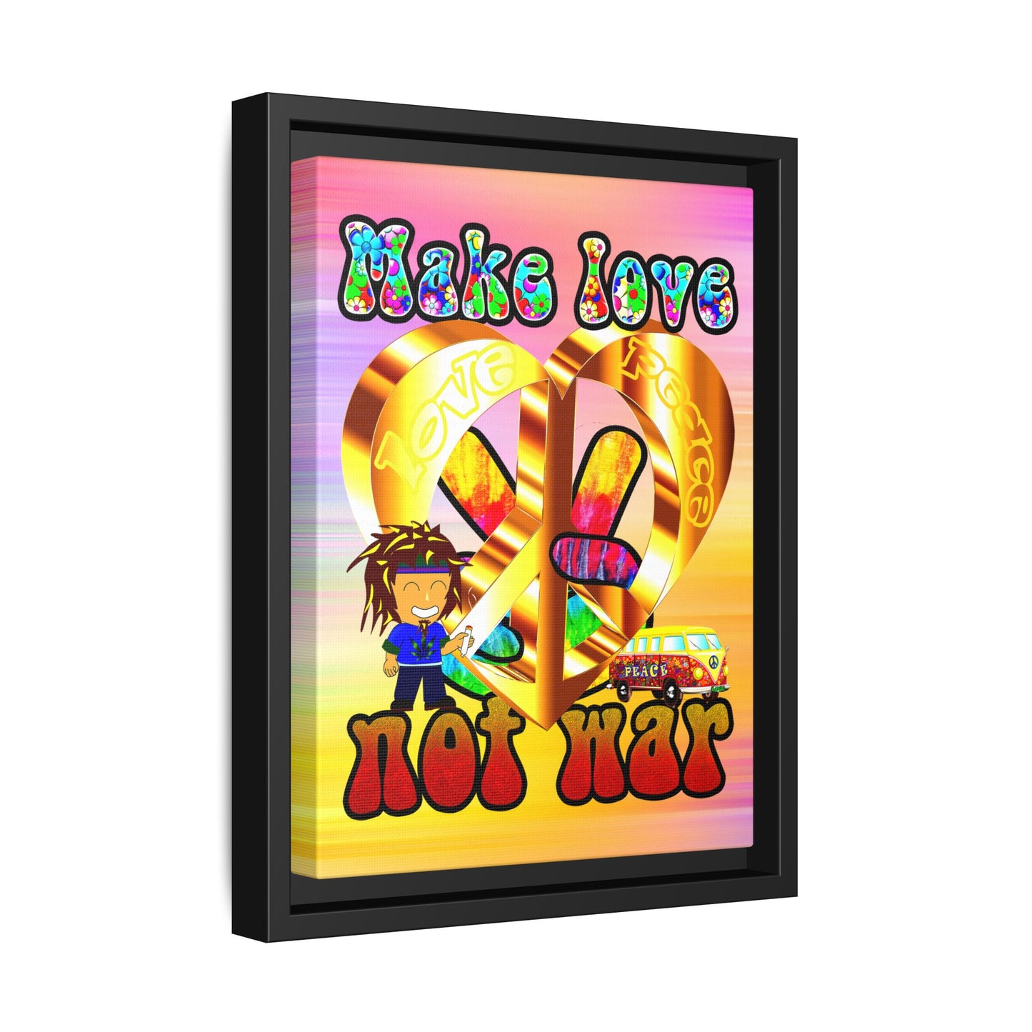 love peace - framed canvas art (color blur)