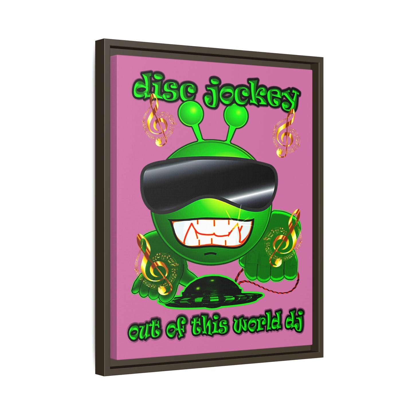disc jockey - framed canvas art (light pink)