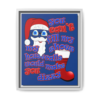 santa's shoes - framed canvas art (dark blue)