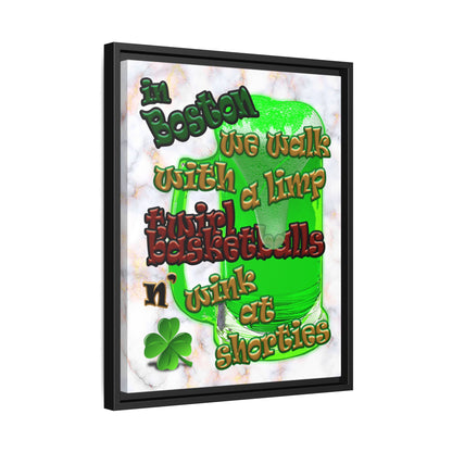 celtics logo - framed canvas art (white marble)