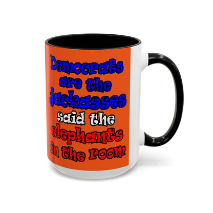 donkeys and elephants - Accent Mug (orange)