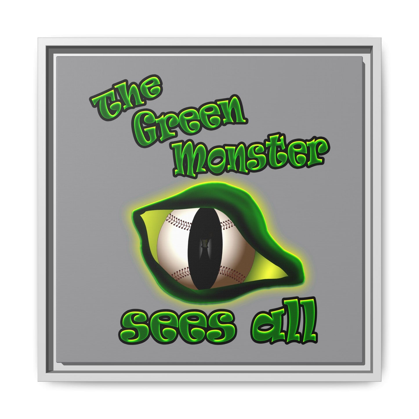 green monster - framed canvas art (grey)