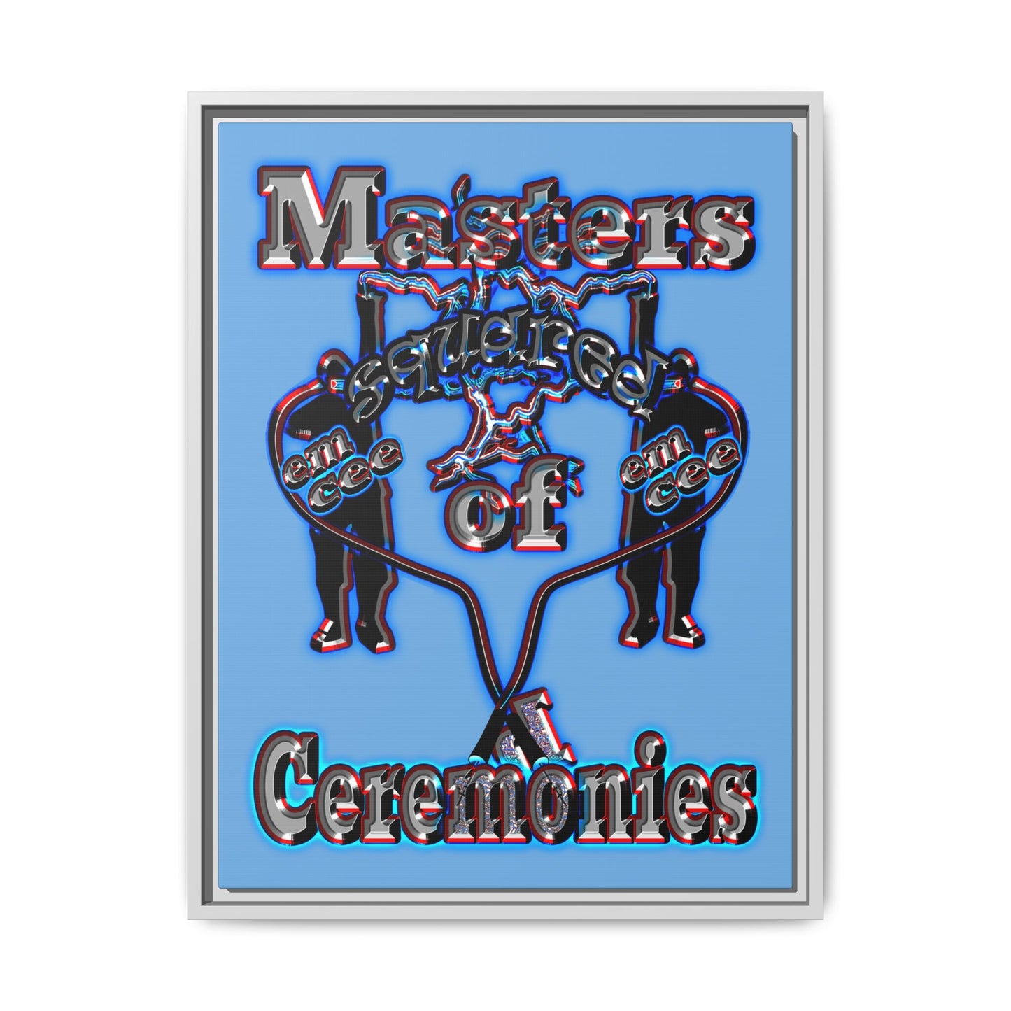 em cee squared - framed canvas art (light blue)