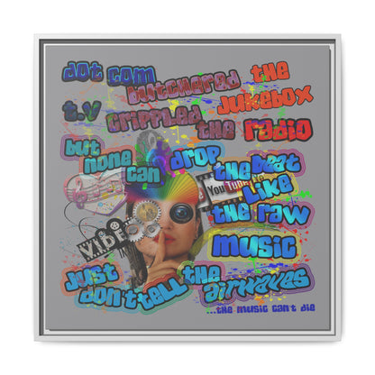 drop the beat - framed canvas art (grey)
