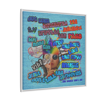 drop the beat - framed canvas art (faded blue)