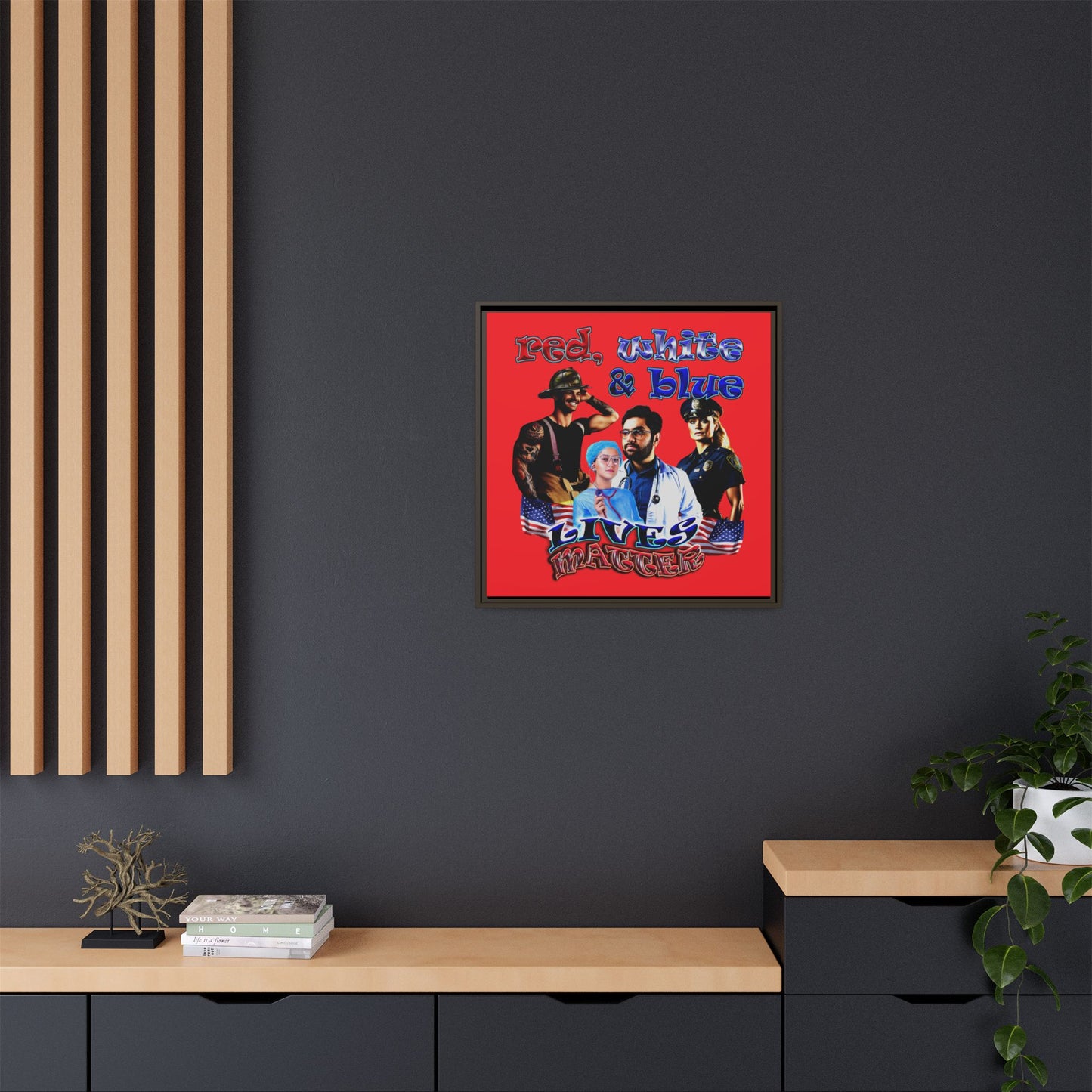 rw&b lives matter - framed canvas art (red)