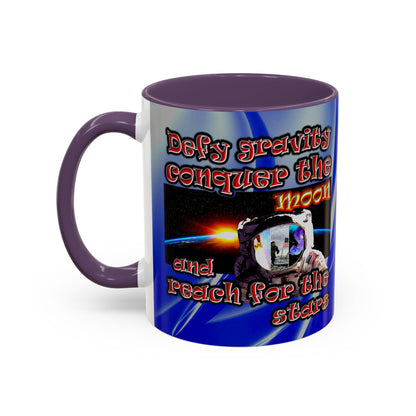 defy conquer reach - Accent Mug (blue-white wave)