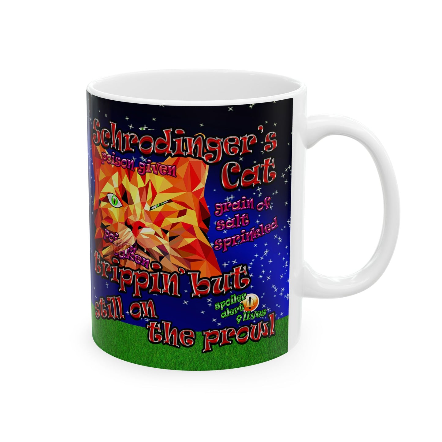 schrodinger's cat - White Mug ('snoops' background)