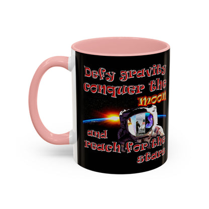 defy conquer reach - Accent Mug (black)