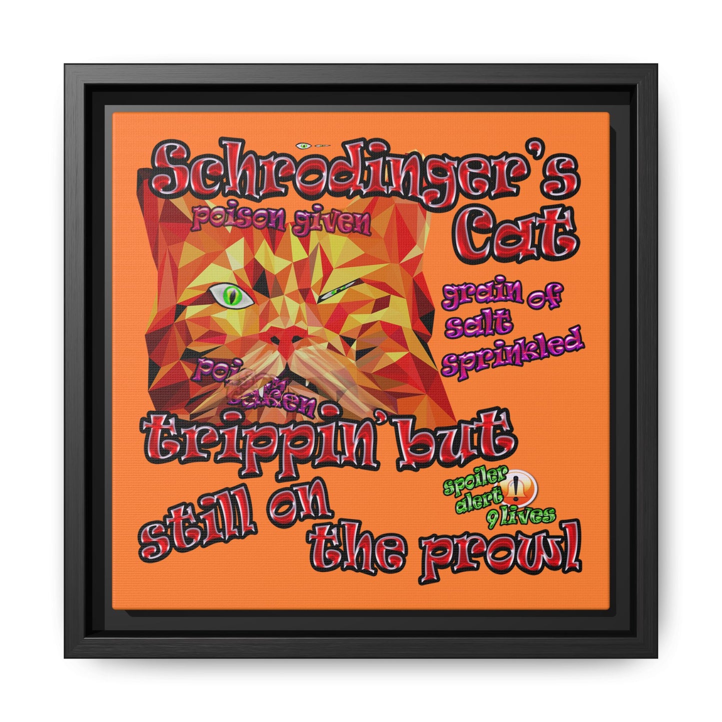 schrodinger's cat - framed canvas art (crusta)